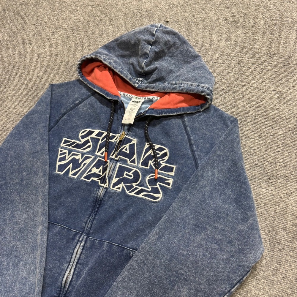 VTG Star Wars Full-zip Jacket Men's S Navy Blue Stone Washed 90s Disney Red